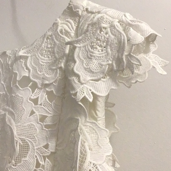 NEW WHITE SHORT WEDDING DRESS 3-D FLOWERS SZ S - Picture 4 of 12